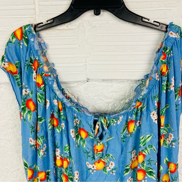 Torrid blue pocket orange print Floral Maxi Dress size 3X - Picture 7 of 17